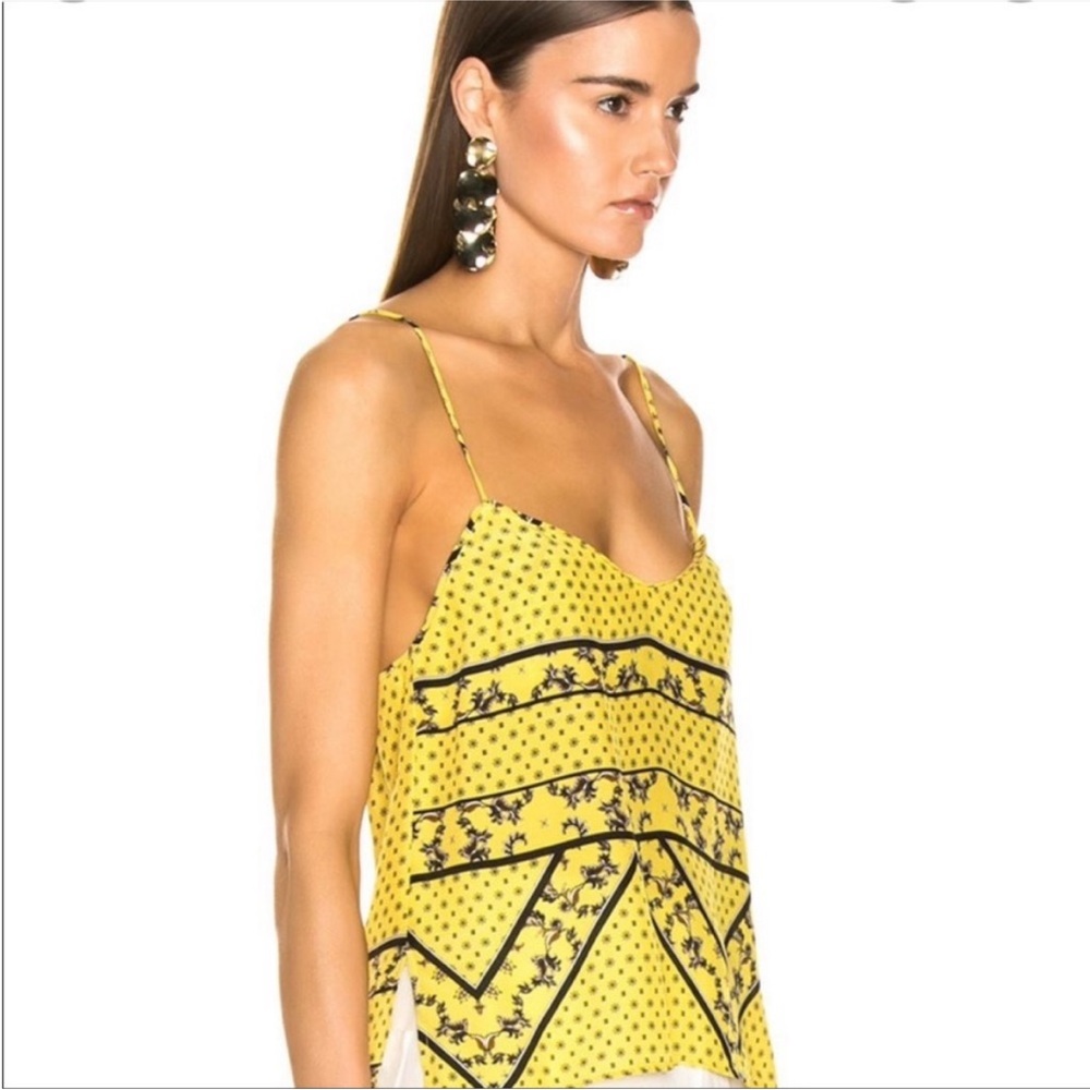 Ganni silk mix top in minion yellow